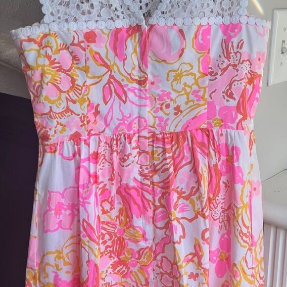 Lilly Pulitzer Reagan Dress Pink White Floral Rear Zip Sz 0 Style 20143 - Picture 8 of 15